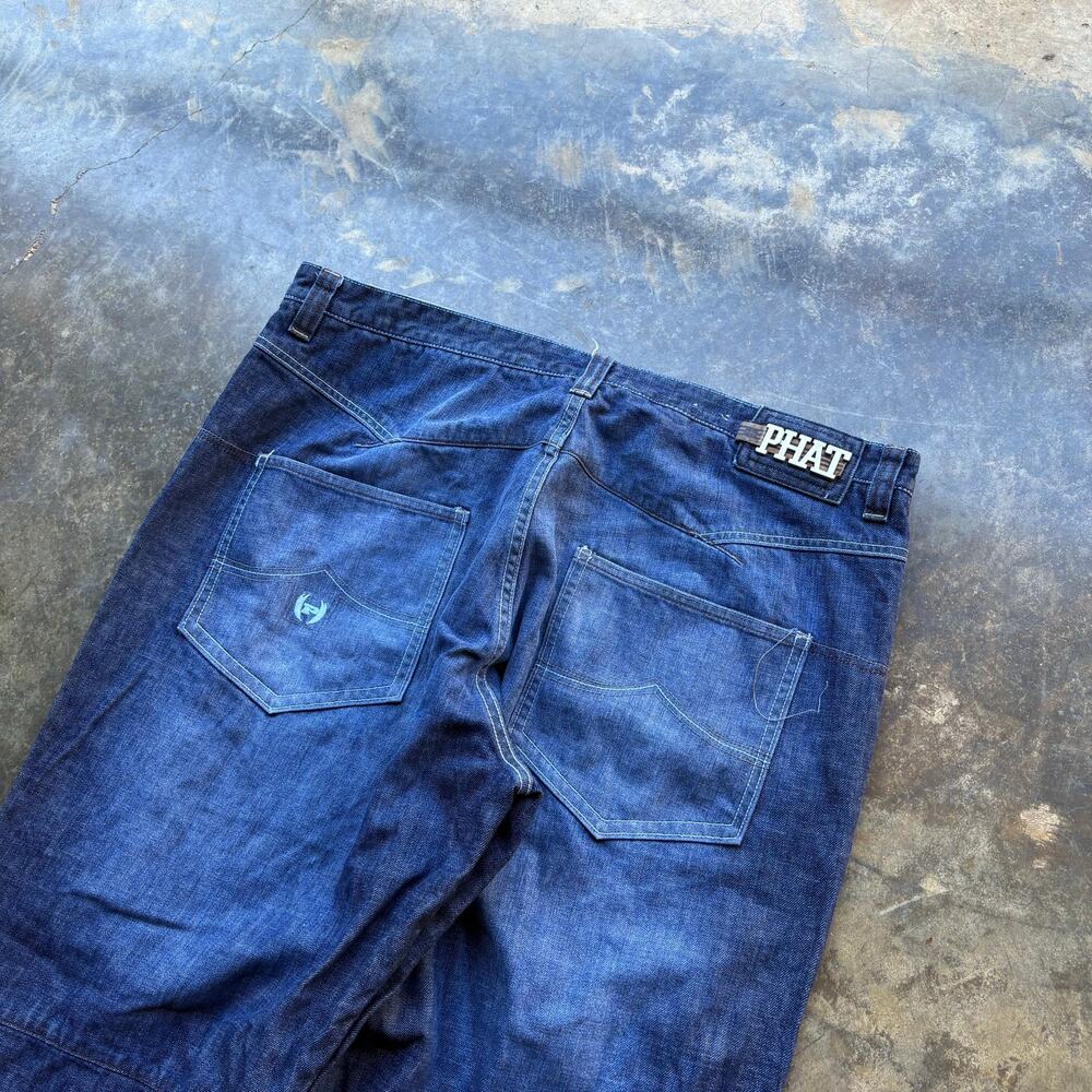 Baggy‎ Vintage Phat Farm Wide Leg Blue Jeans - Picture 2 of 7